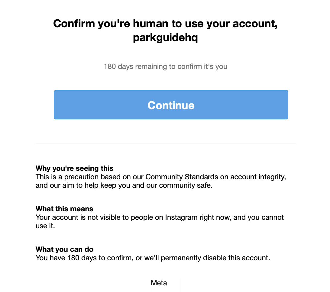 Instagram verification email